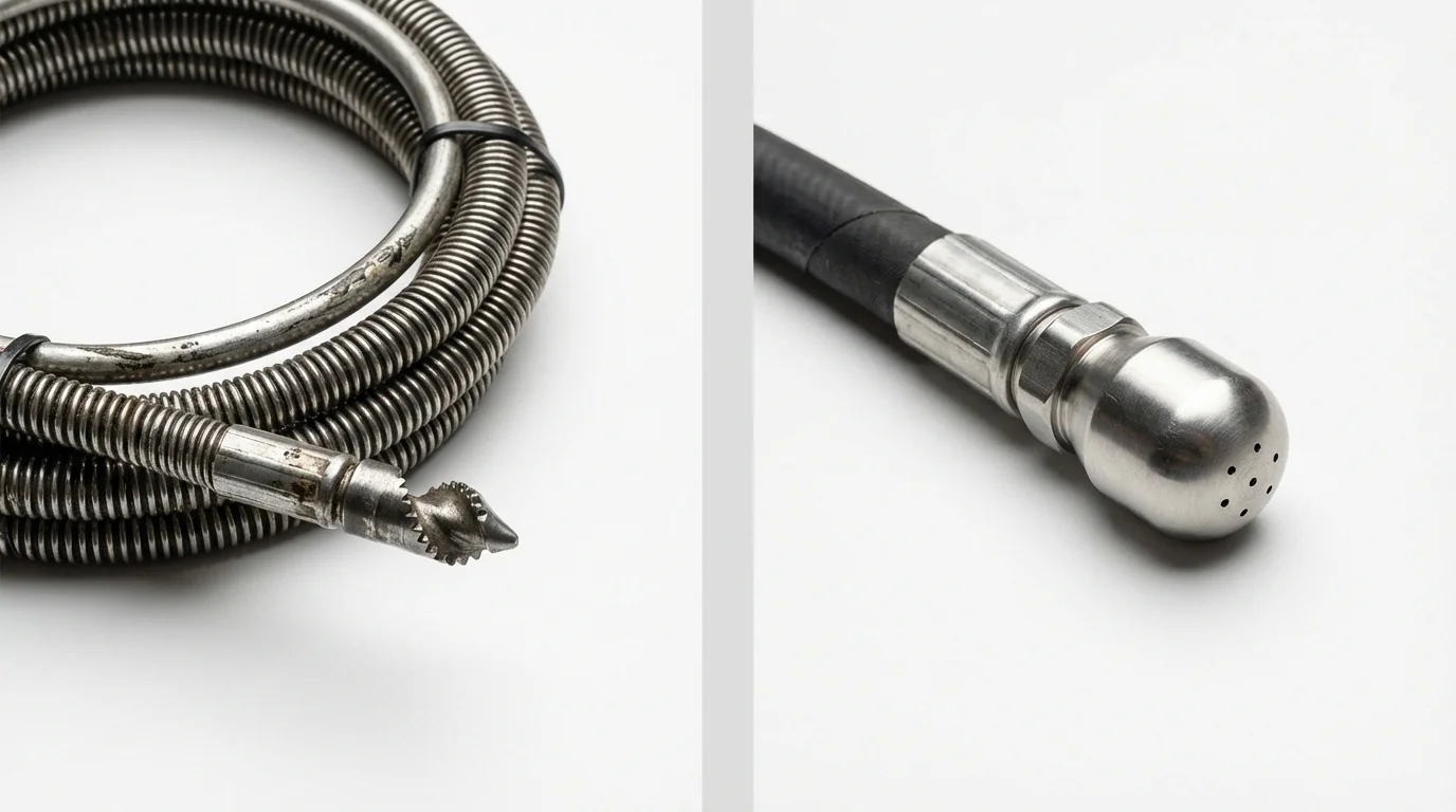 Drain snake cable and hydro jetting nozzle used for drain cleaning in Canyonville, OR