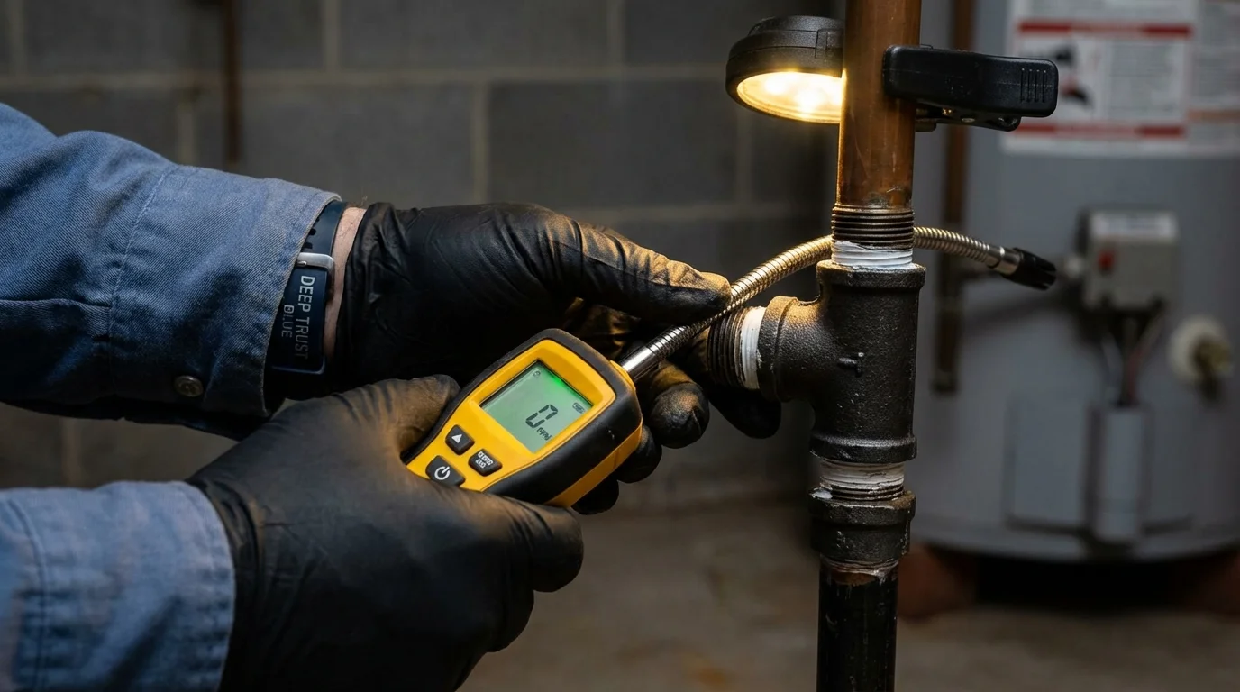Gas leak detection with electronic sniffer by Johns Plumbing LLC in Canyonville