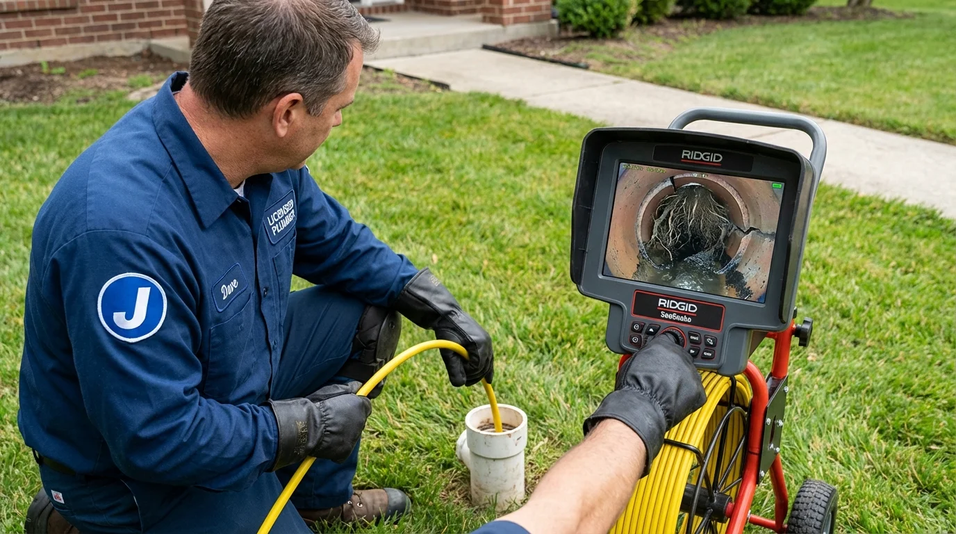 Sewer camera inspection being performed by Johns Plumbing LLC in Canyonville