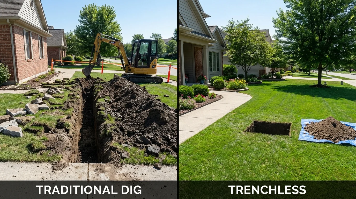 Trenchless sewer repair with minimal yard damage versus traditional excavation in Canyonville, OR